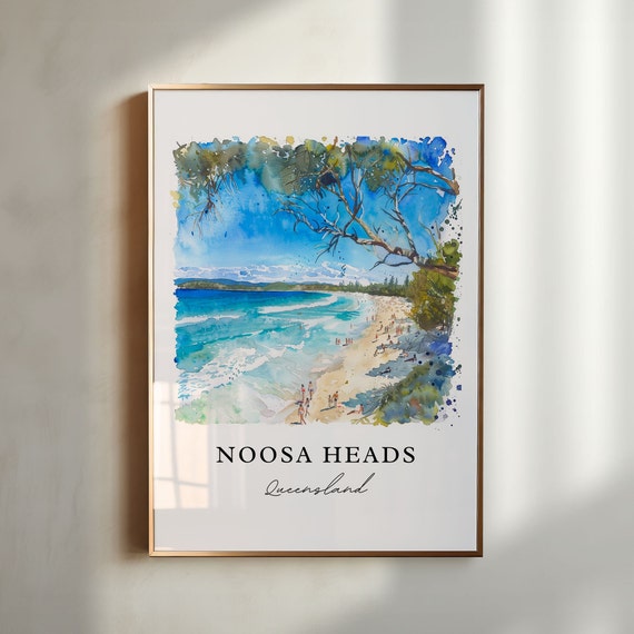 Noosa Heads Wall Art Queensland Print Beach Watercolor Gift Travel Poster Housewarming