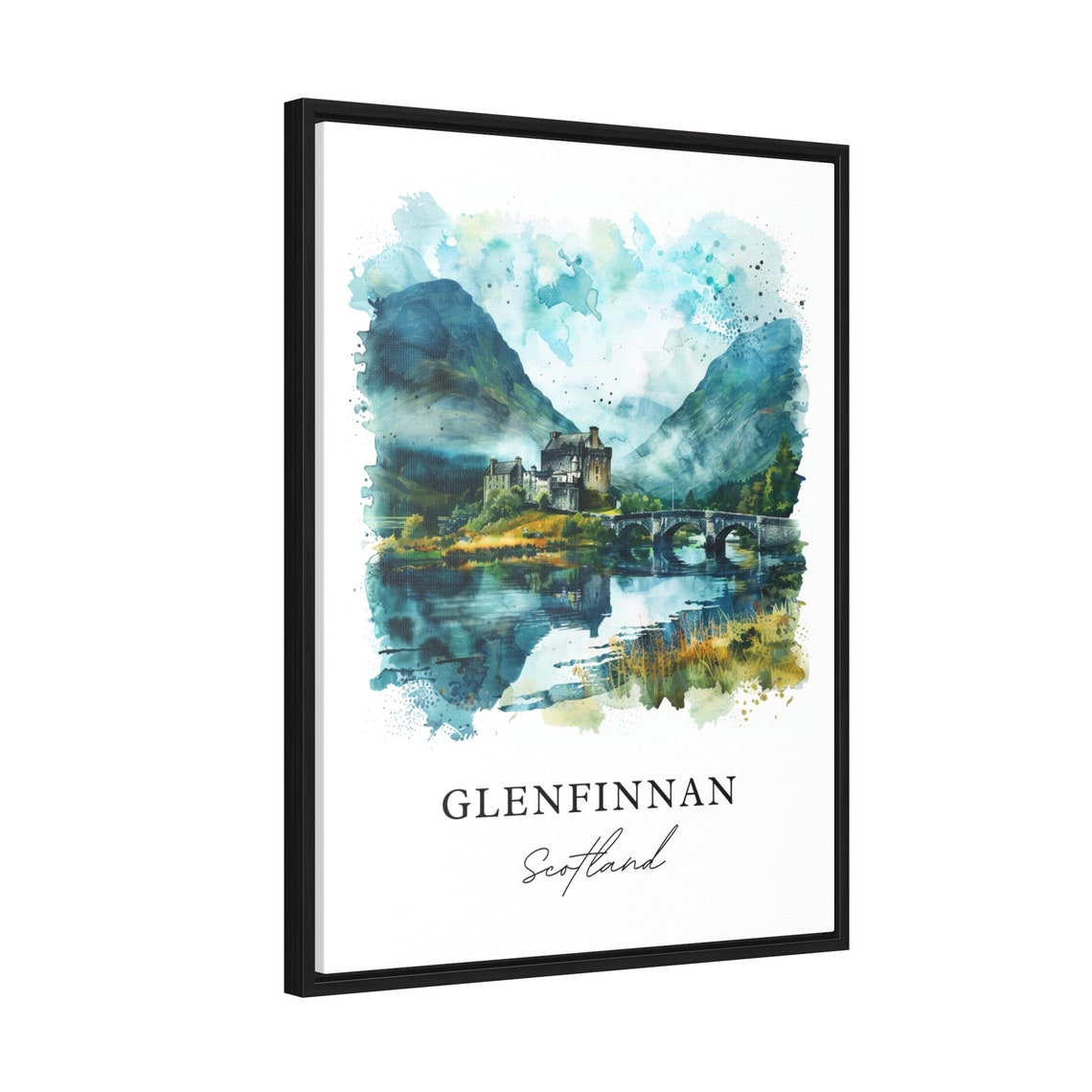Glenfinnan Scotland Watercolor Travel Poster, Housewarming - Image 2