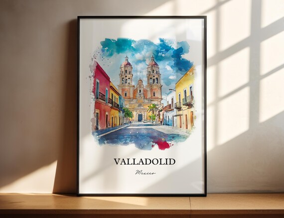 Valladolid Wall Art Yucatn Peninsula Prints Mexico Watercolor Gift Travel Print Poster Housewarming