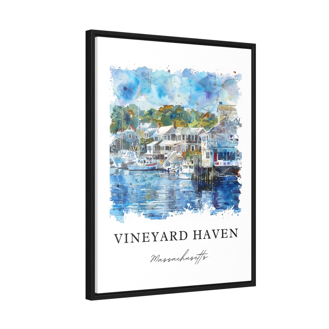 Marthas Vineyard Tisbury Watercolor Travel Poster - Image 2