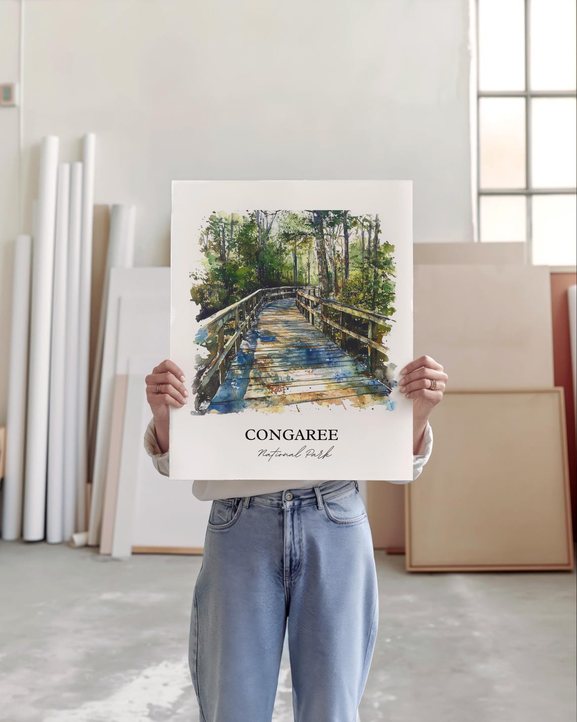 Congaree National Park South Carolina Shaded Boardwalk Art Poster - Image 5
