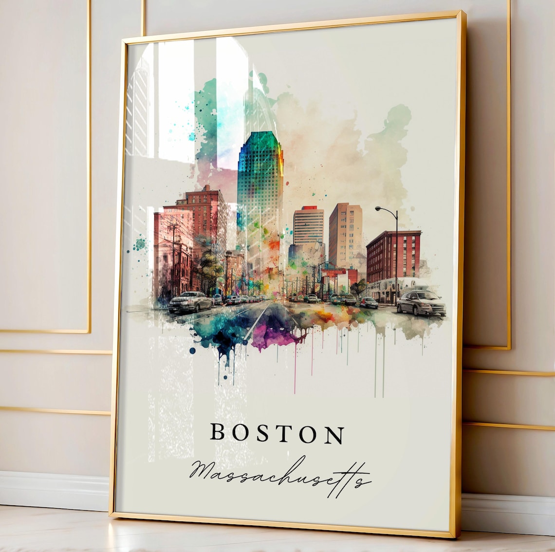 Boston MA Travel Poster, Custom Text Gift