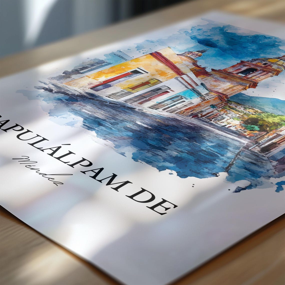 Capullpam De Mendez Wall Art Oaxaca Print Mexico Watercolor Gift Travel Poster Housewarming - Image 6