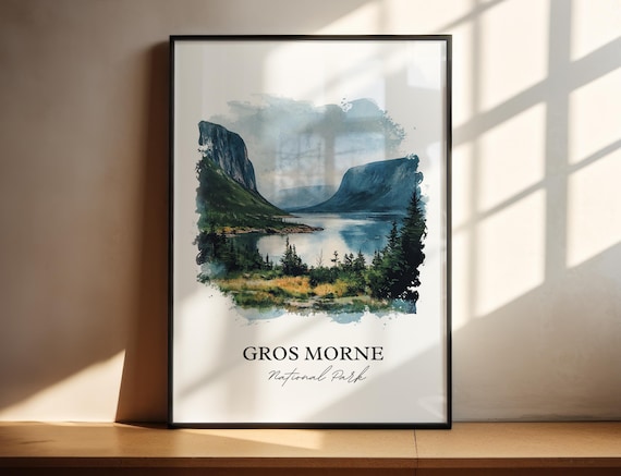 Gros Morne National Park Newfoundland Fjord Watercolor Poster