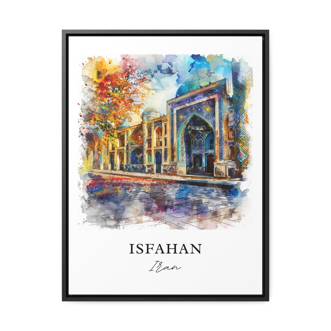 Isfahan Iran Watercolor Persian Tile Mosque Architecture Poster - Image 3
