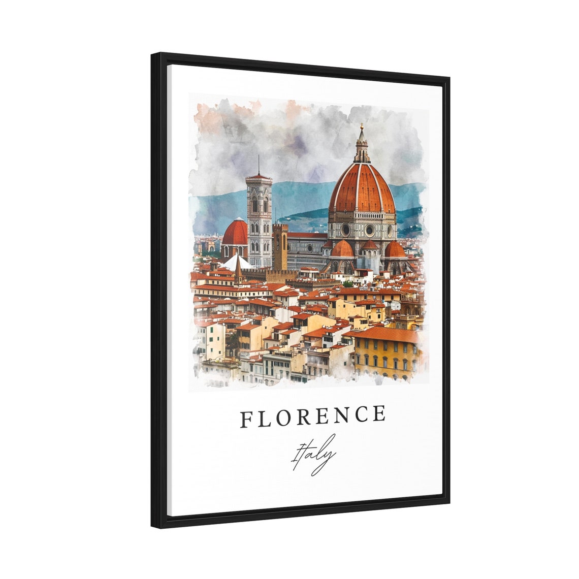Florence Italy Duomo Cathedral Skyline Watercolor Travel Poster - Image 2