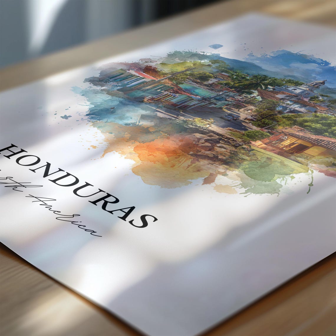 Honduras Wall Art Print Watercolor Gift Travel Poster Housewarming - Image 6