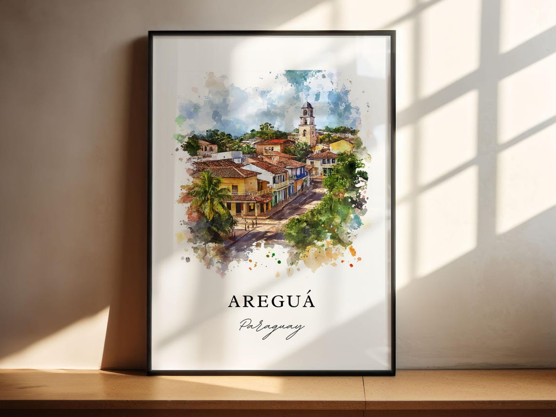 Aregua Paraguay Wall Art Print Watercolor Gift Travel Poster Housewarming - Image 4