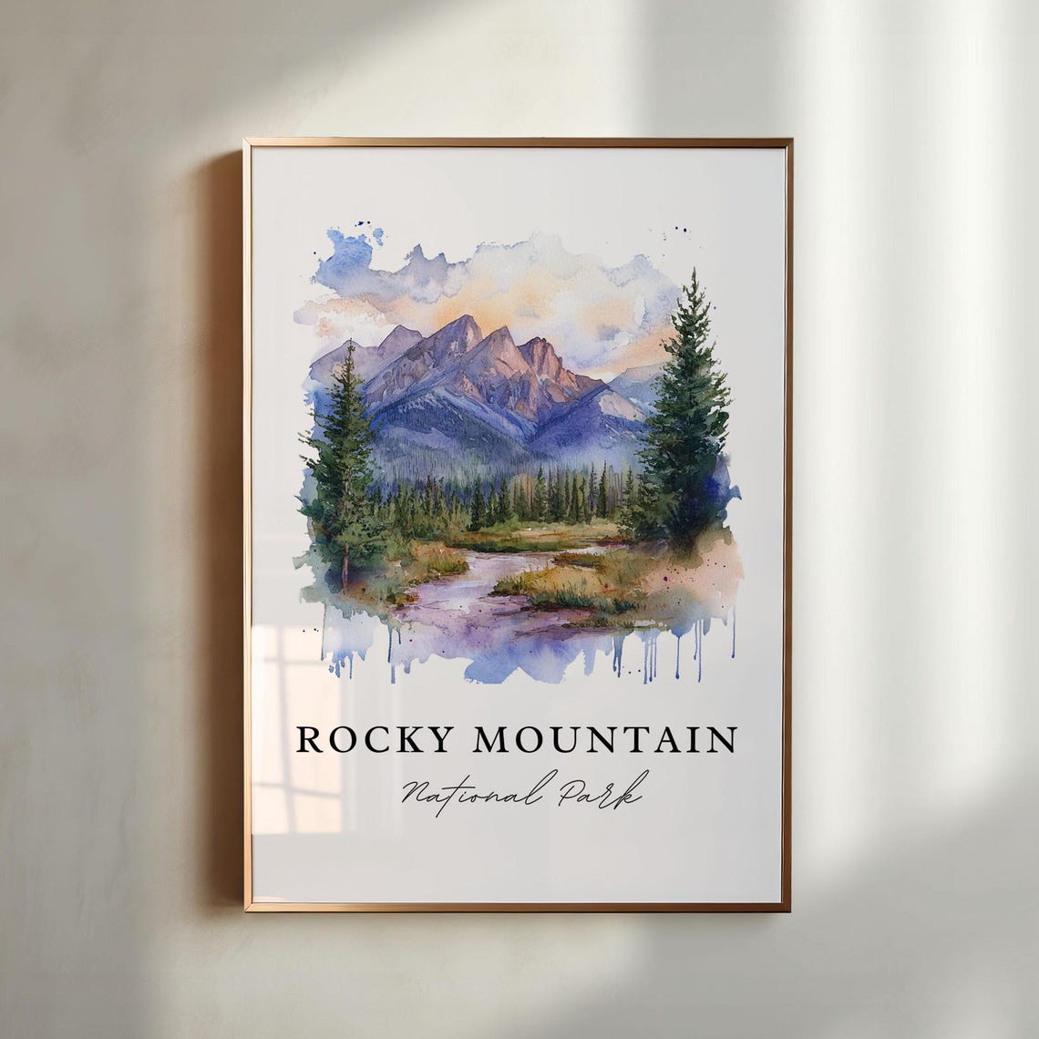 Rocky Mountain National Park Alpine Peaks Stream Watercolor Poster