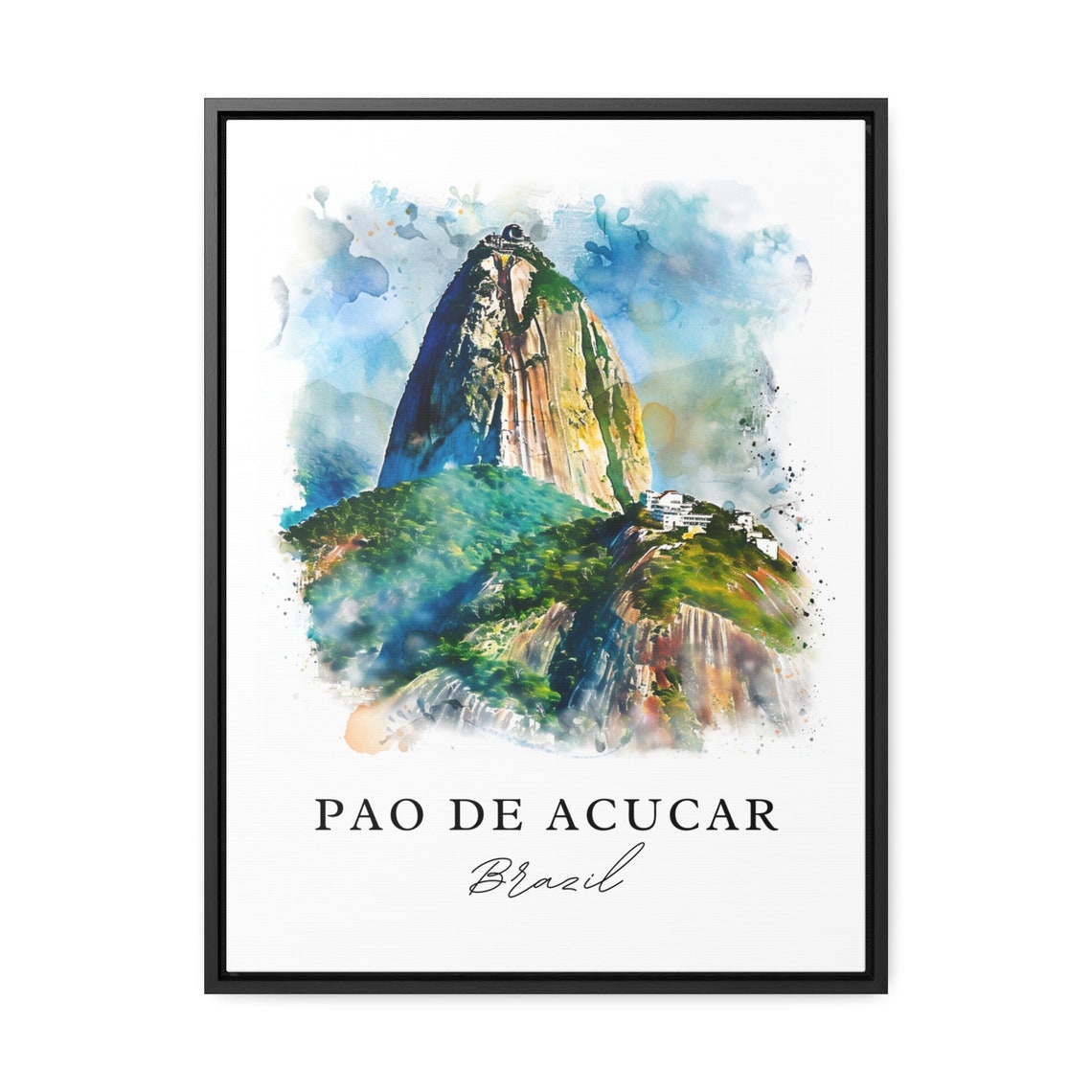 Pao De Acucar Sugarloaf Mountain Brazil Watercolor Travel Poster - Image 3