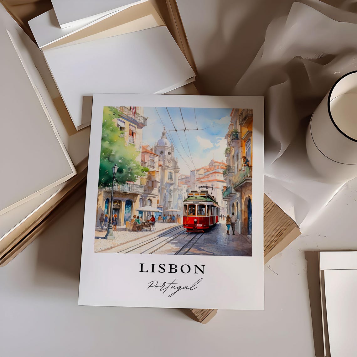 Lisbon Portugal Travel Poster, Custom Text Personalized - Image 6