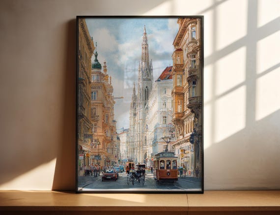Vienna Watercolor Art Travel Print Austria Artwork Skyline Decor Wall