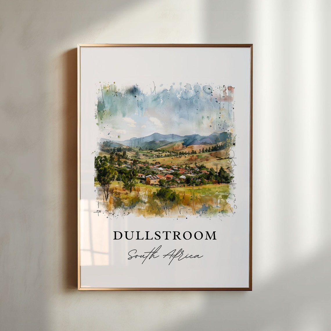 Dullstroom South Africa Highland Valley Town Watercolor Poster