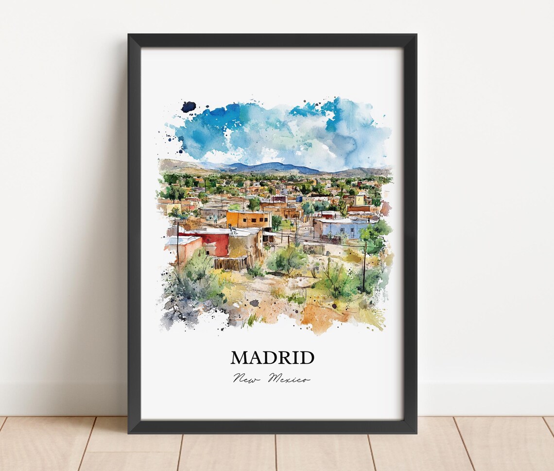 Madrid Nm Watercolor Travel Poster, New Mexico - Image 3