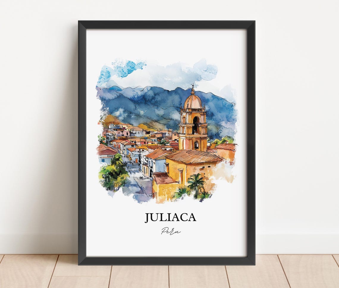 Juliaca Peru Watercolor Domed Church Tower Altiplano Town Poster - Image 4