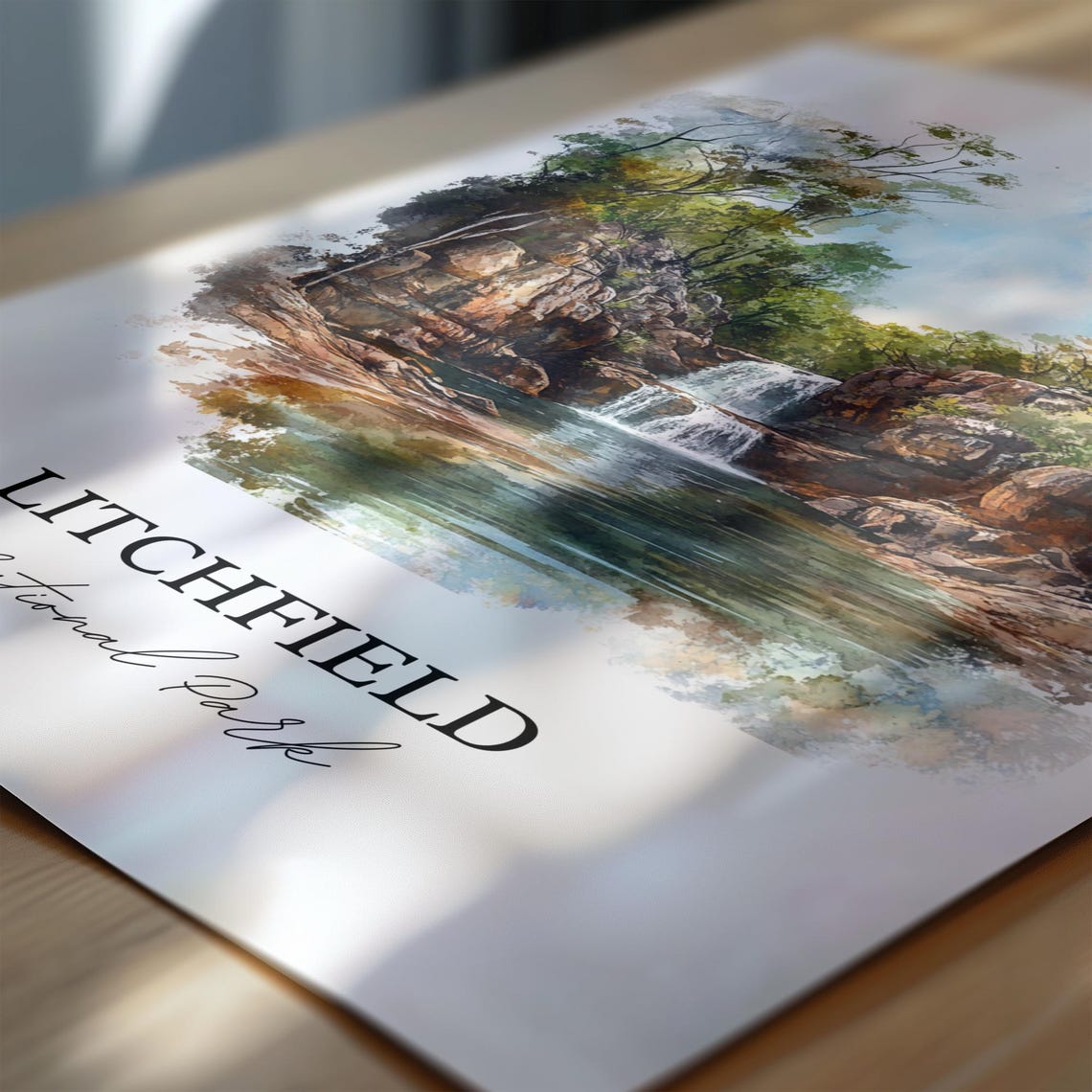Litchfield National Park Waterfall Watercolor Nature Art Poster - Image 7