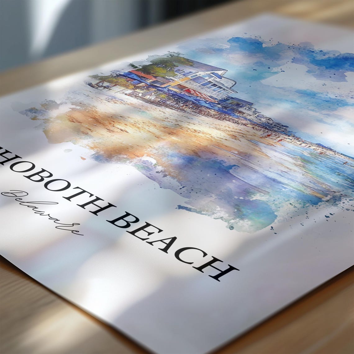 Rehoboth Beach Delaware Watercolor Beach Boardwalk Scene Poster - Image 6