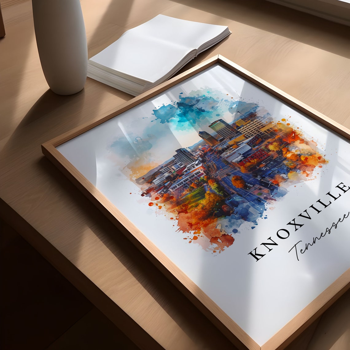 Knoxville Tennessee Downtown Skyline Autumn Watercolor Poster - Image 5