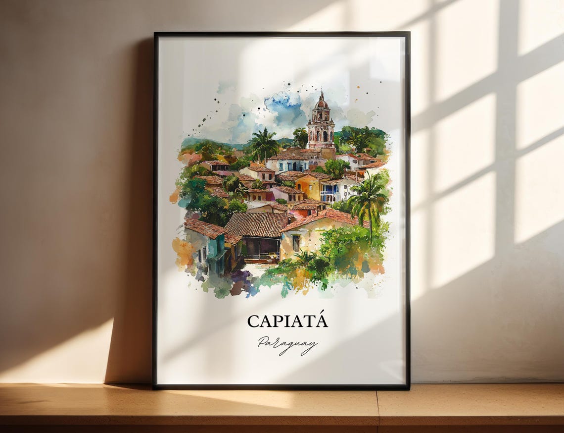 Capiat Paraguay Wall Art Print Watercolor Gift Travel Poster Housewarming