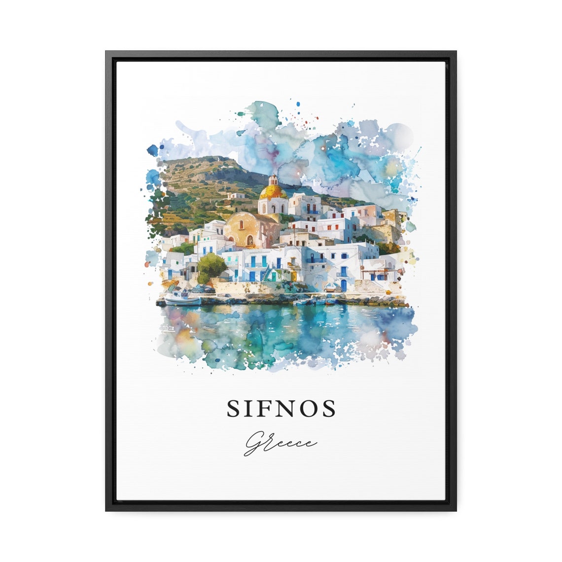 Sifnos Greece Whitewashed Village Watercolor Cycladic Island Poster - Image 2