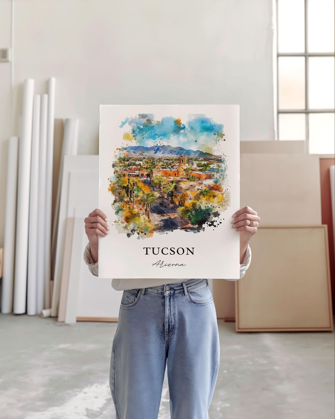 Tucson, AZ Watercolor Travel Poster, Pima County - Image 4