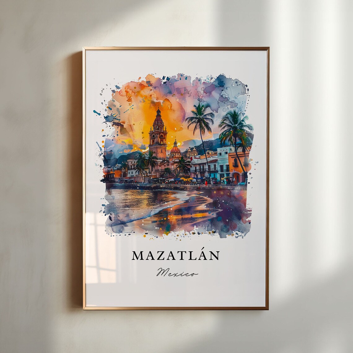 Mazatlan Mexico Watercolor Travel Poster