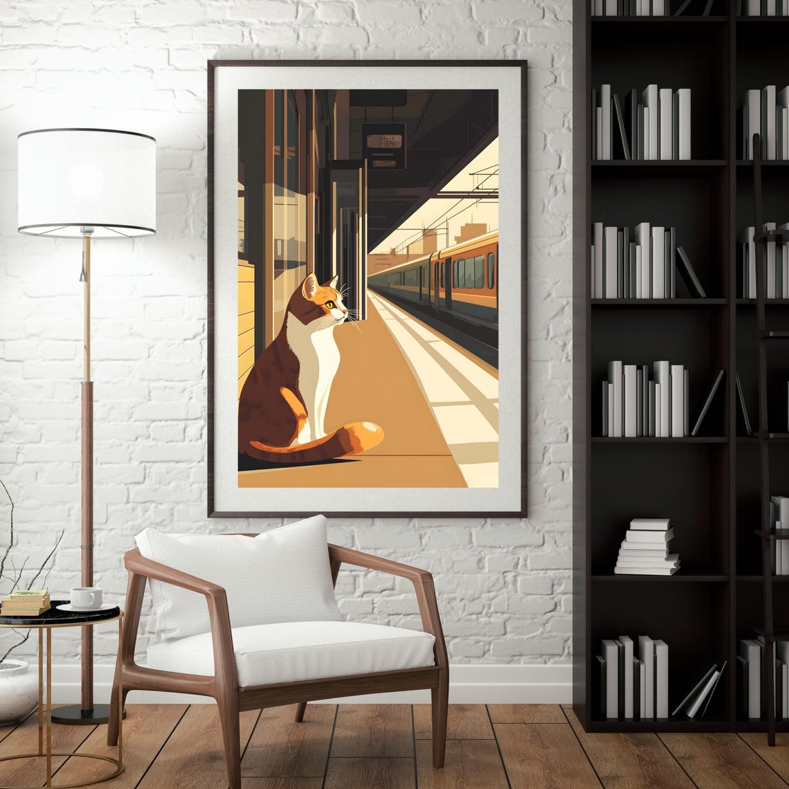 Brown and White Cat Waiting on Train Station Platform Poster - Image 5