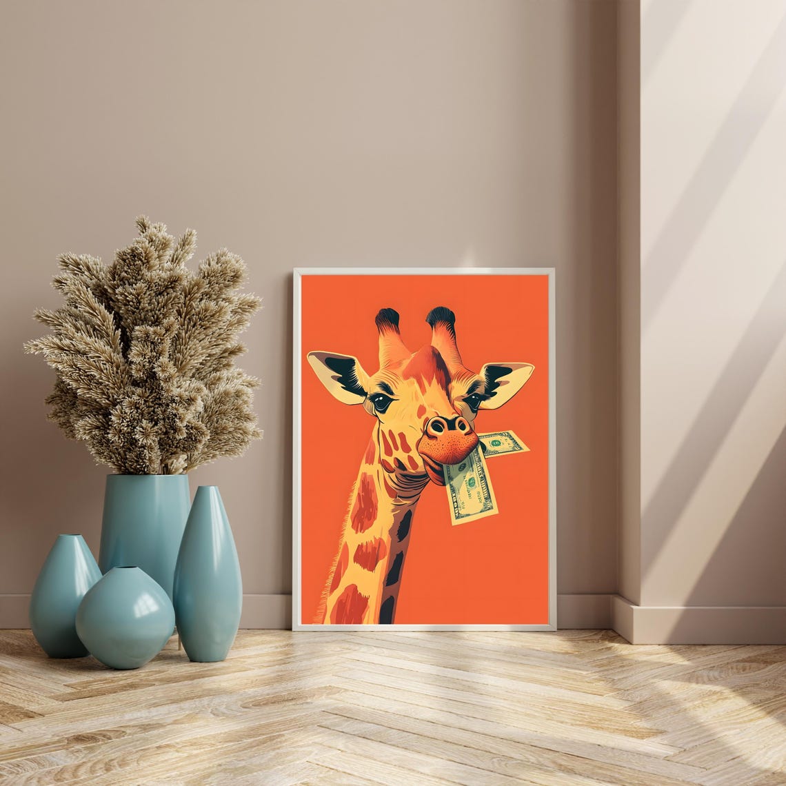 Money Giraffe Wall Art Whimsical Giraffe Poster Funny Animal Illustration Bold Giraffe Artwork Unique Wall Decor For Animal - Image 8