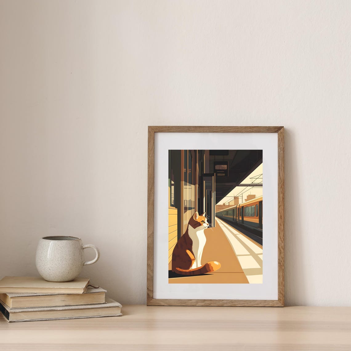 Brown and White Cat Waiting on Train Station Platform Poster - Image 7