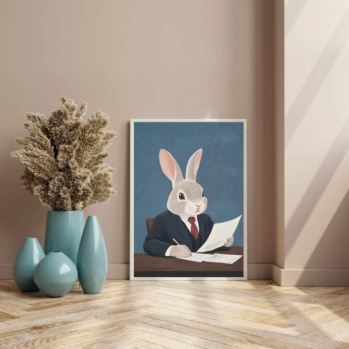 Professional Rabbit Business Suit Signing Documents Office Art Poster - Image 7