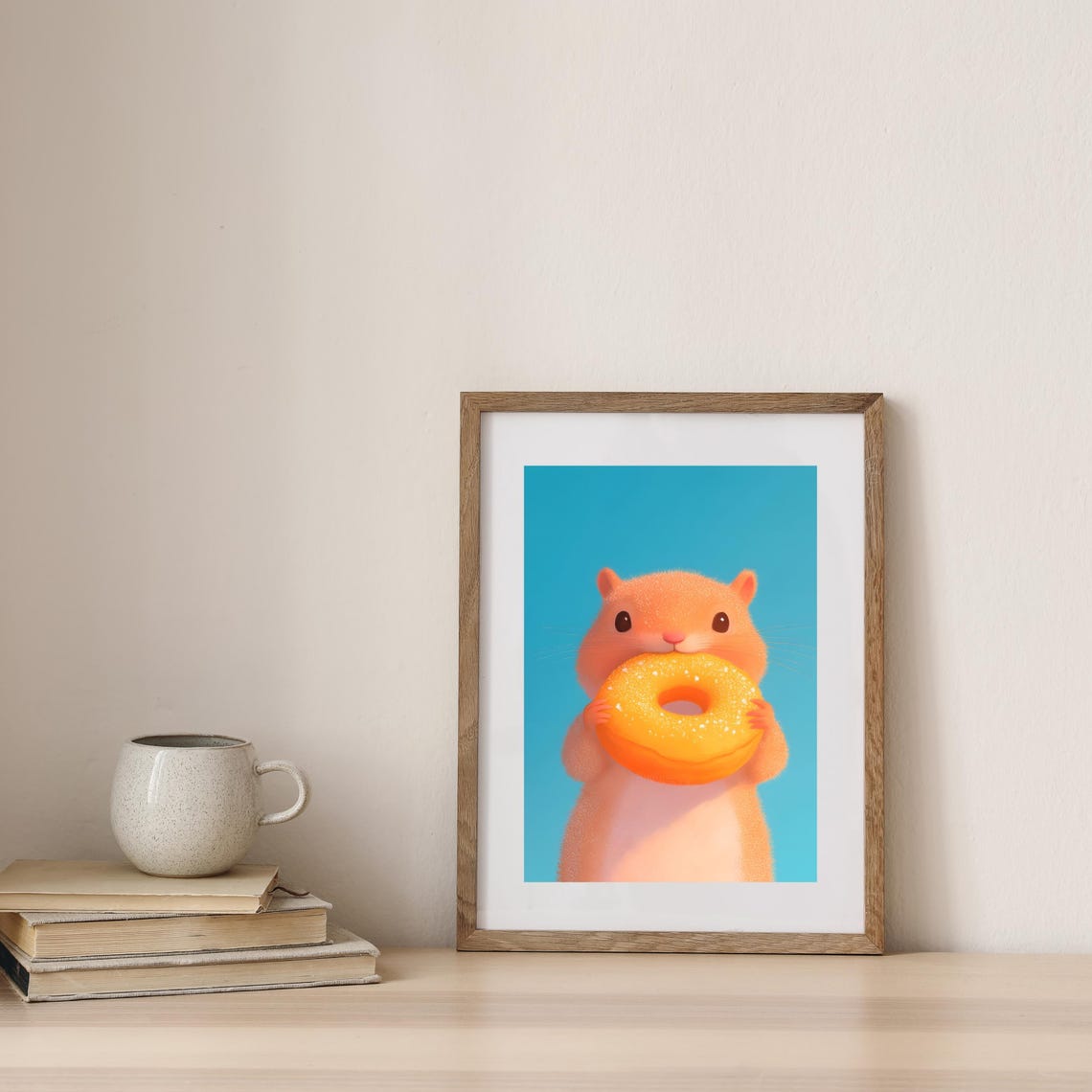 Cute Hamster With Donut Poster Adorable Hamster Wall Art Whimsical Animal Illustration Fun Animal Decor Kawaii Hamster Art - Image 3