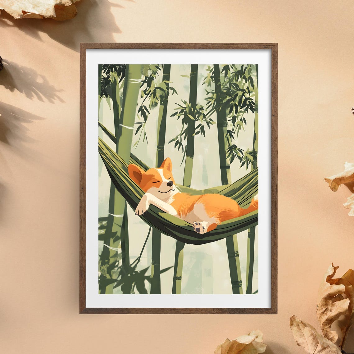 Corgi Sleeping In A Hammock Strung Through A Bamboo Forest Poster - Image 3