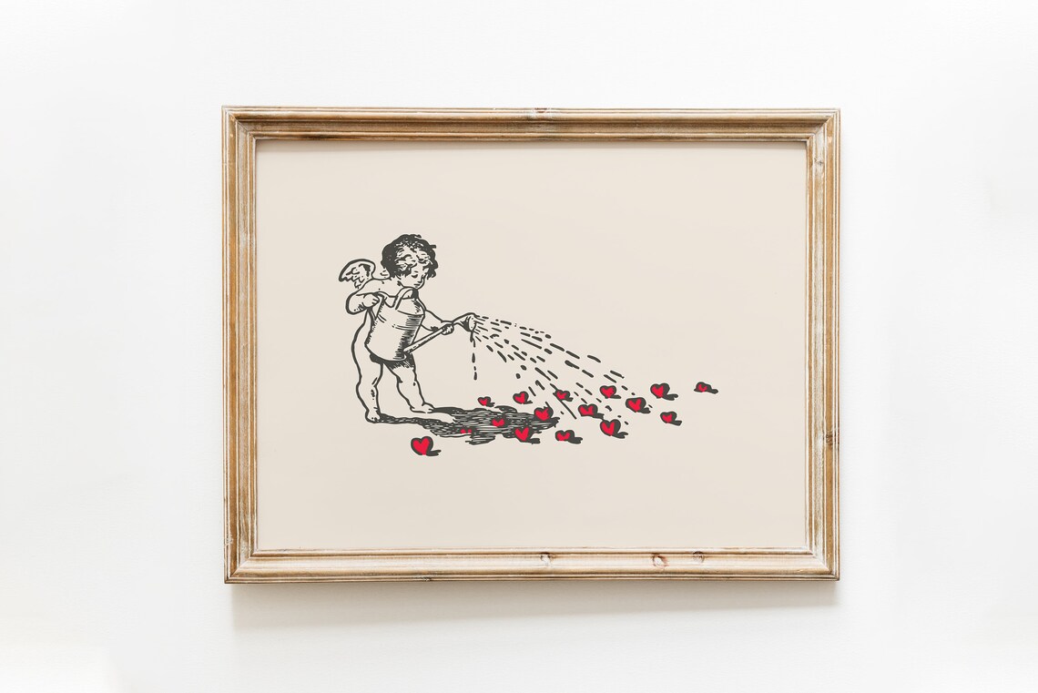 Vintage Cupid Print, Valentine Love Wall Art