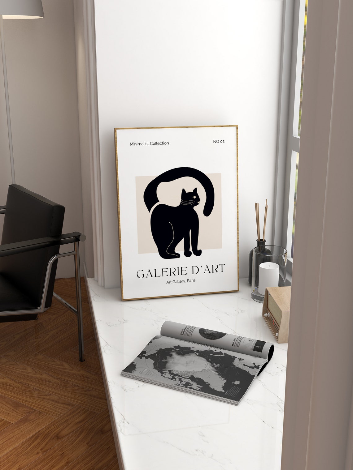 Matisse Black Cat Minimalist Wall Art - Image 2