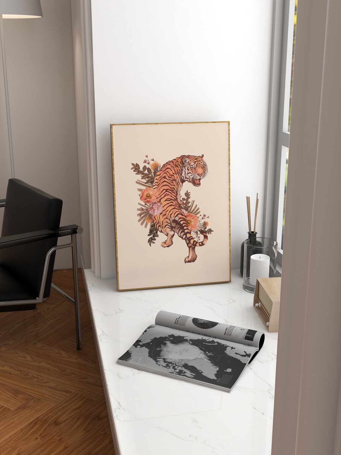 Floral Tiger Botanical Print, Dorm Room Decor - Image 4