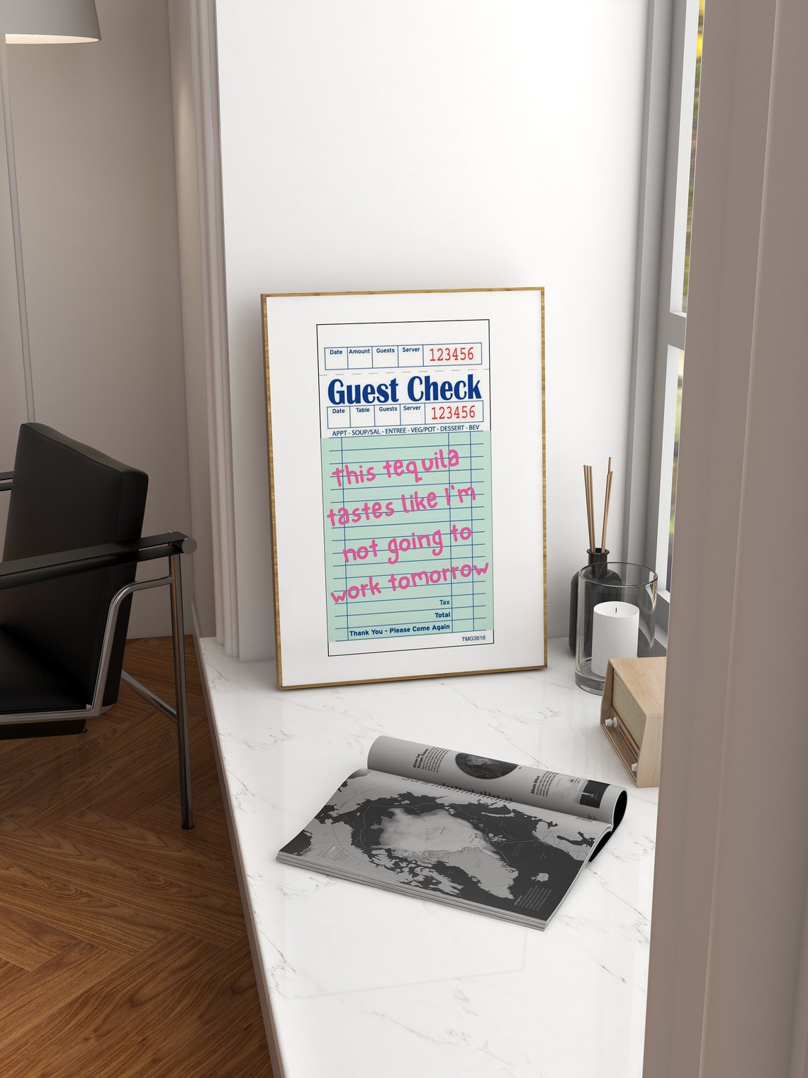 Guest Check, Funny Bar Cart Wall Art - Image 4
