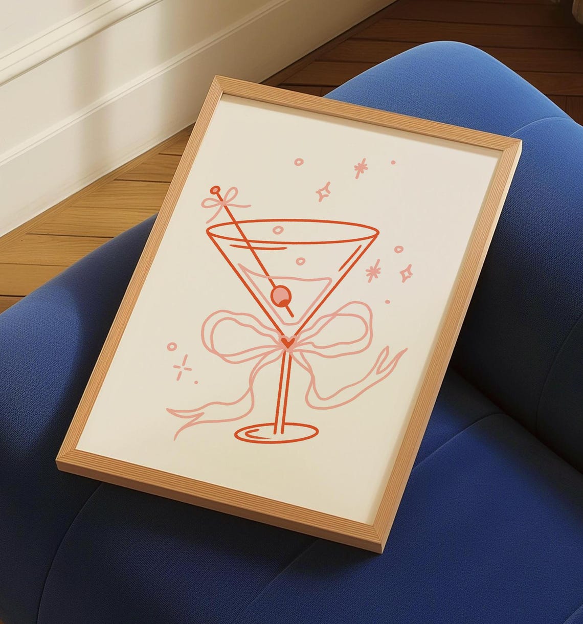 Cute Martini Print Colorful Dining Food Posters Cocktail Apartment Kitchen Decor Trendy Wall Art Digital Printable Download