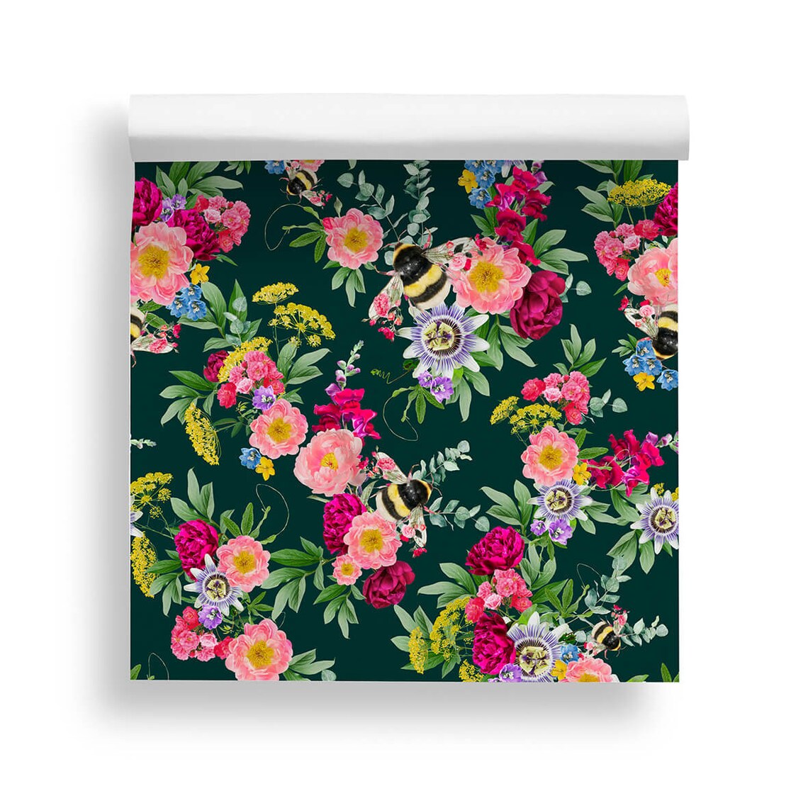 Mixed Bee, Dark Green Wallpaper Art Print
