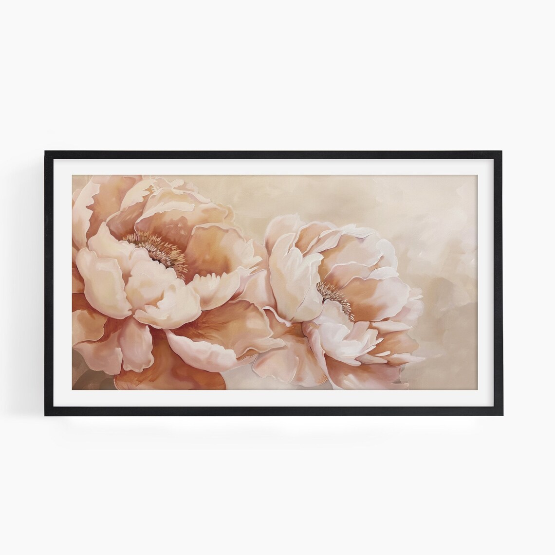 Blush Peony Bloom Close Up Soft Neutral Floral Vintage Art Poster - Image 2