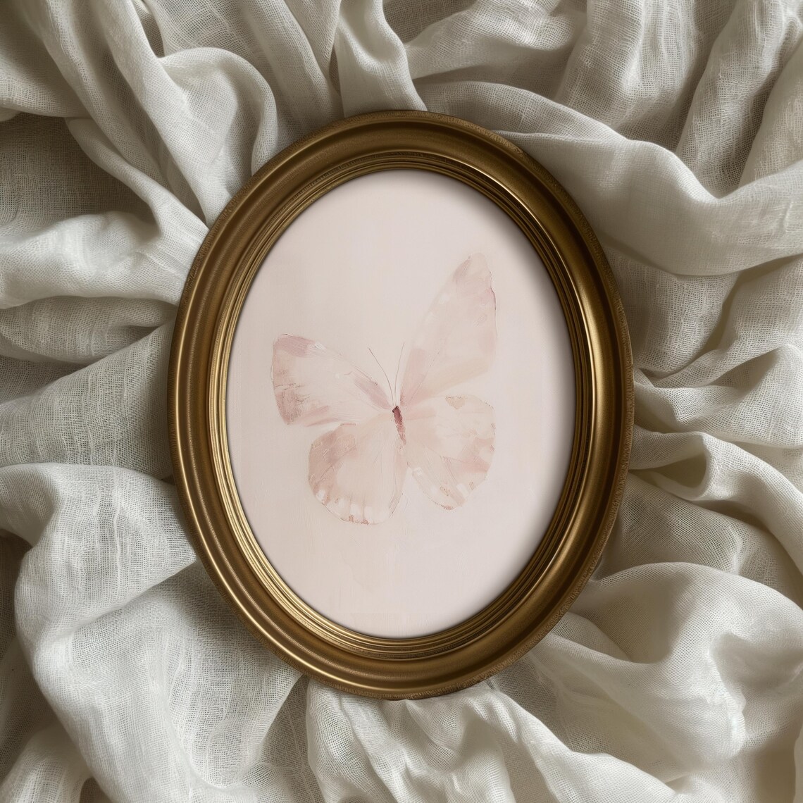 Butterfly Antique Pink Vintage Art Print, Nursery Decor
