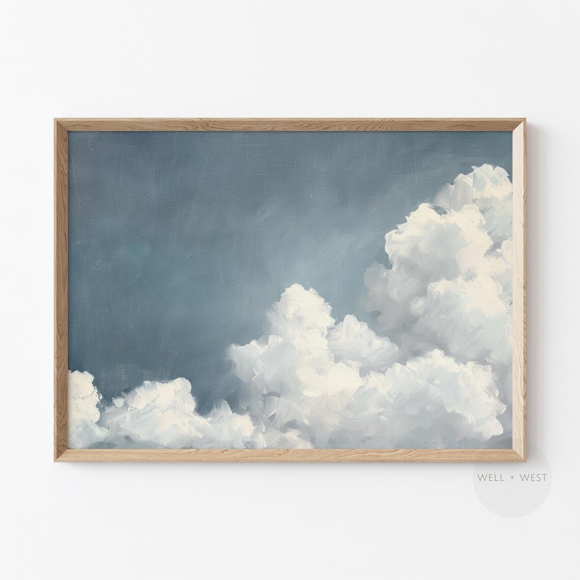 Cloud Print Blue Sky Oil Painting Vintage Landscape Art Print - Image 2