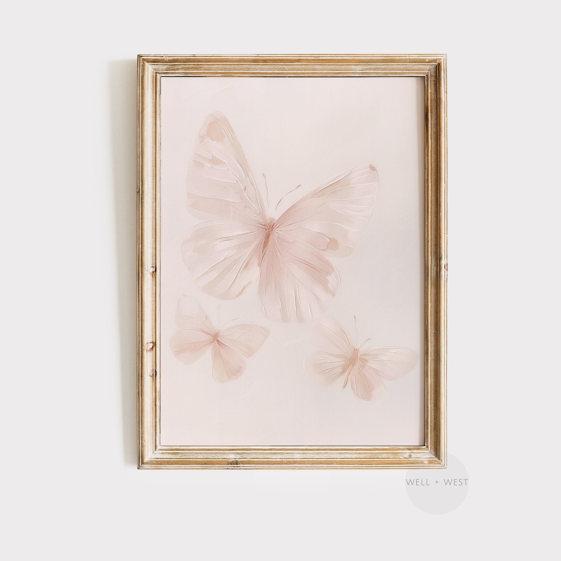 Butterflies Antique Pink Vintage Art Print, Nursery Decor
