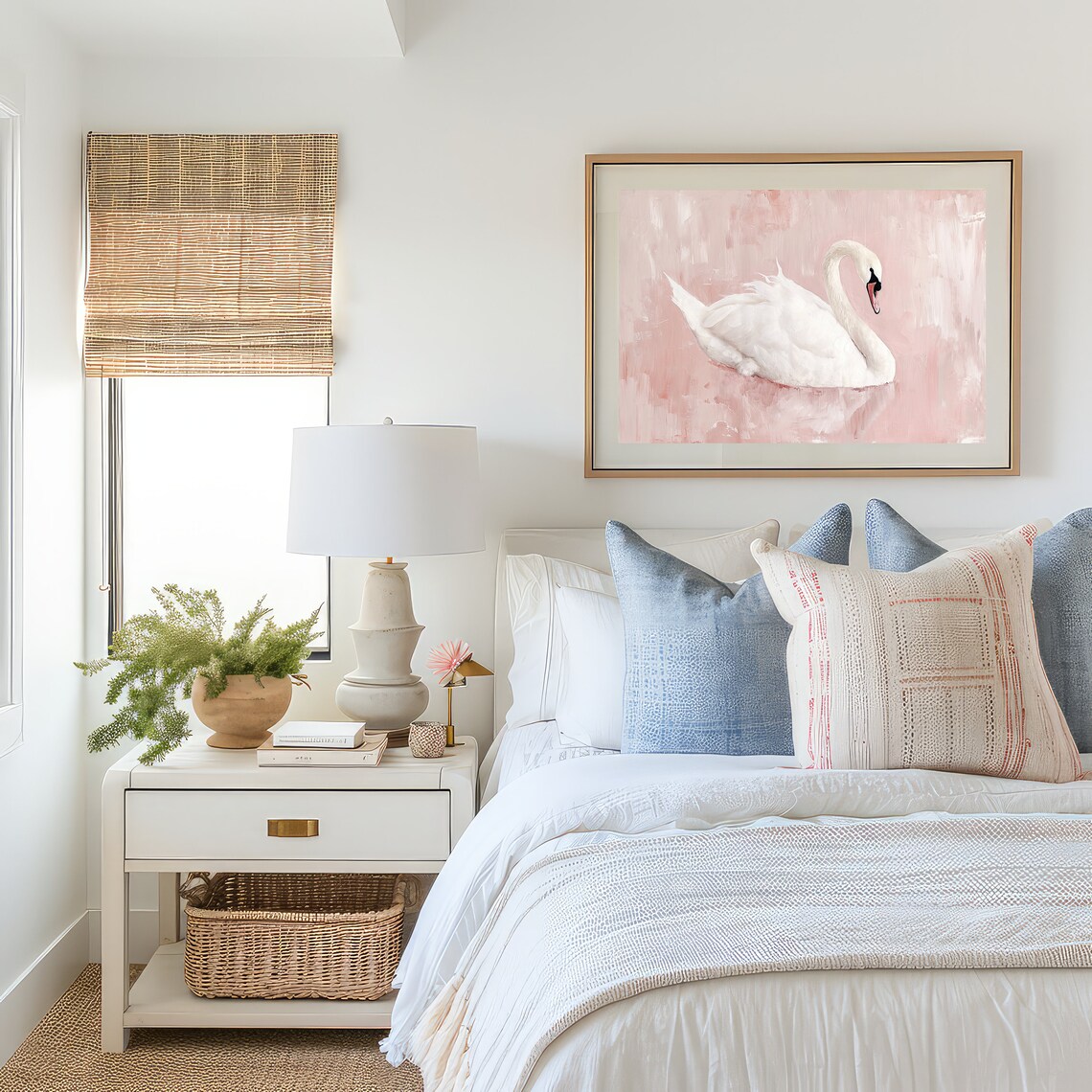 White Swan Vintage Painting, Girl Nursery Decor - Image 3