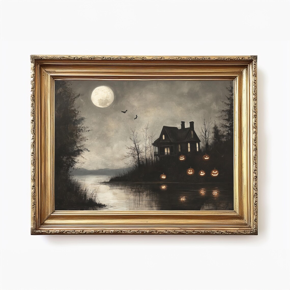 Halloween Haunted House Vintage Style Art Print - Image 2