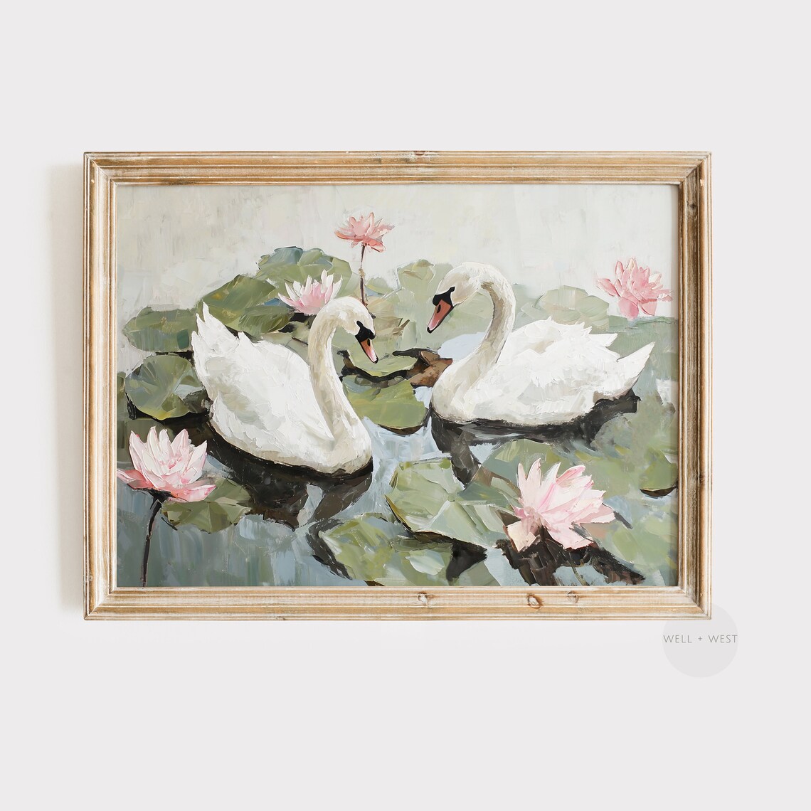 Swan Art Soft Pink Green And Blue Nursery Decor