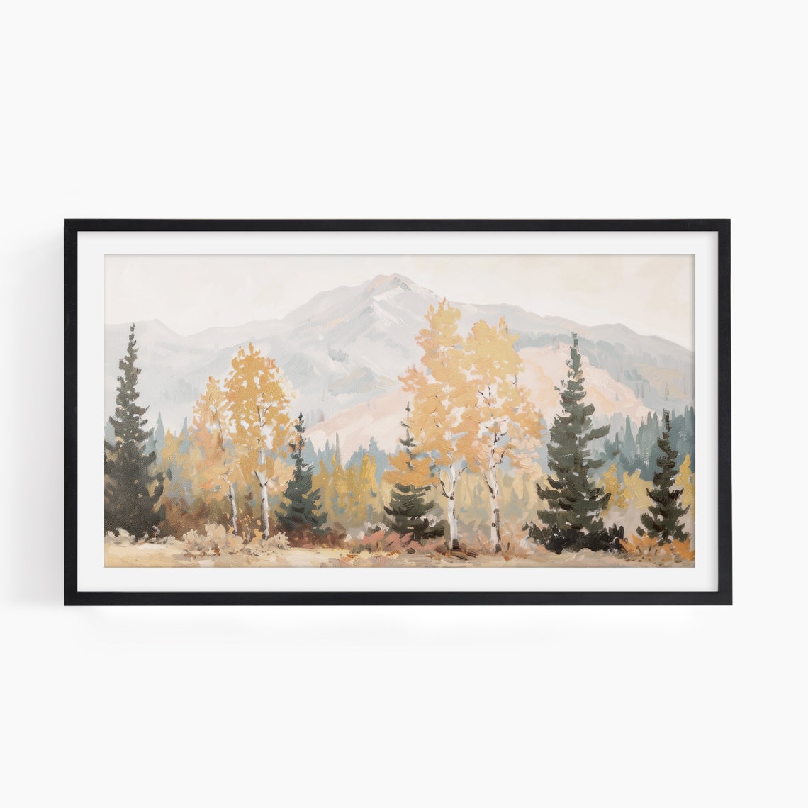 Autumn Mountain Landscape Golden Aspens Pastel Vintage Travel Poster - Image 2