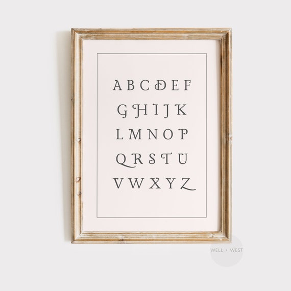 Pink Alphabet Wall Art Vintage Style Nursery Girls Playroom Decor Letter Art Abcs Art Baby Shower Gift P218