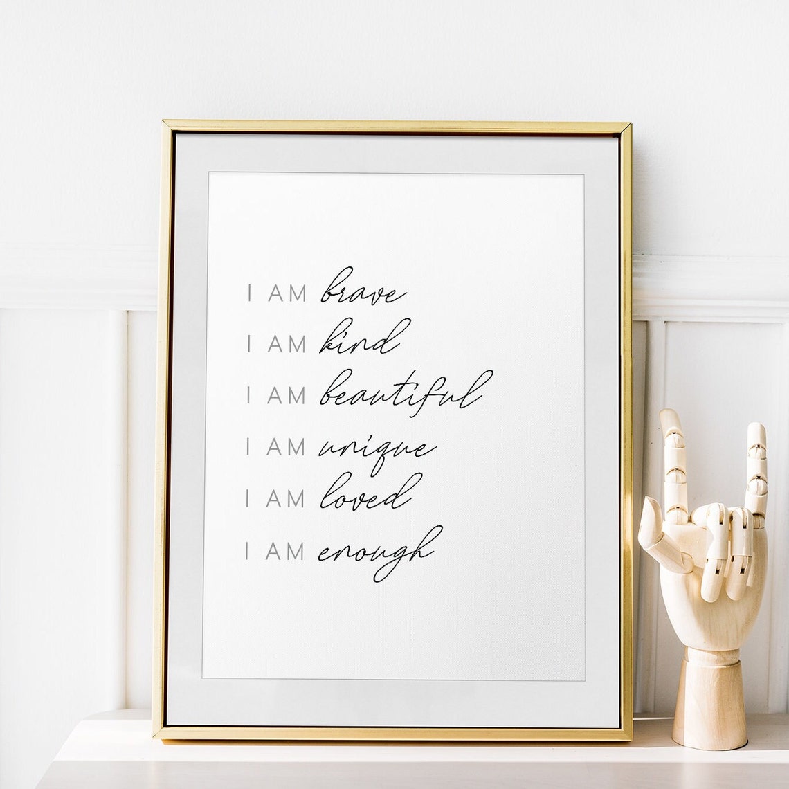 I Am Brave Kind Beautiful Enough Positive Affirmations Poster