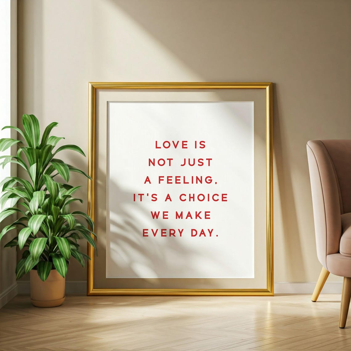 Love Is Not Just a Feeling Choice We Make Daily Red Quote Poster - Image 3