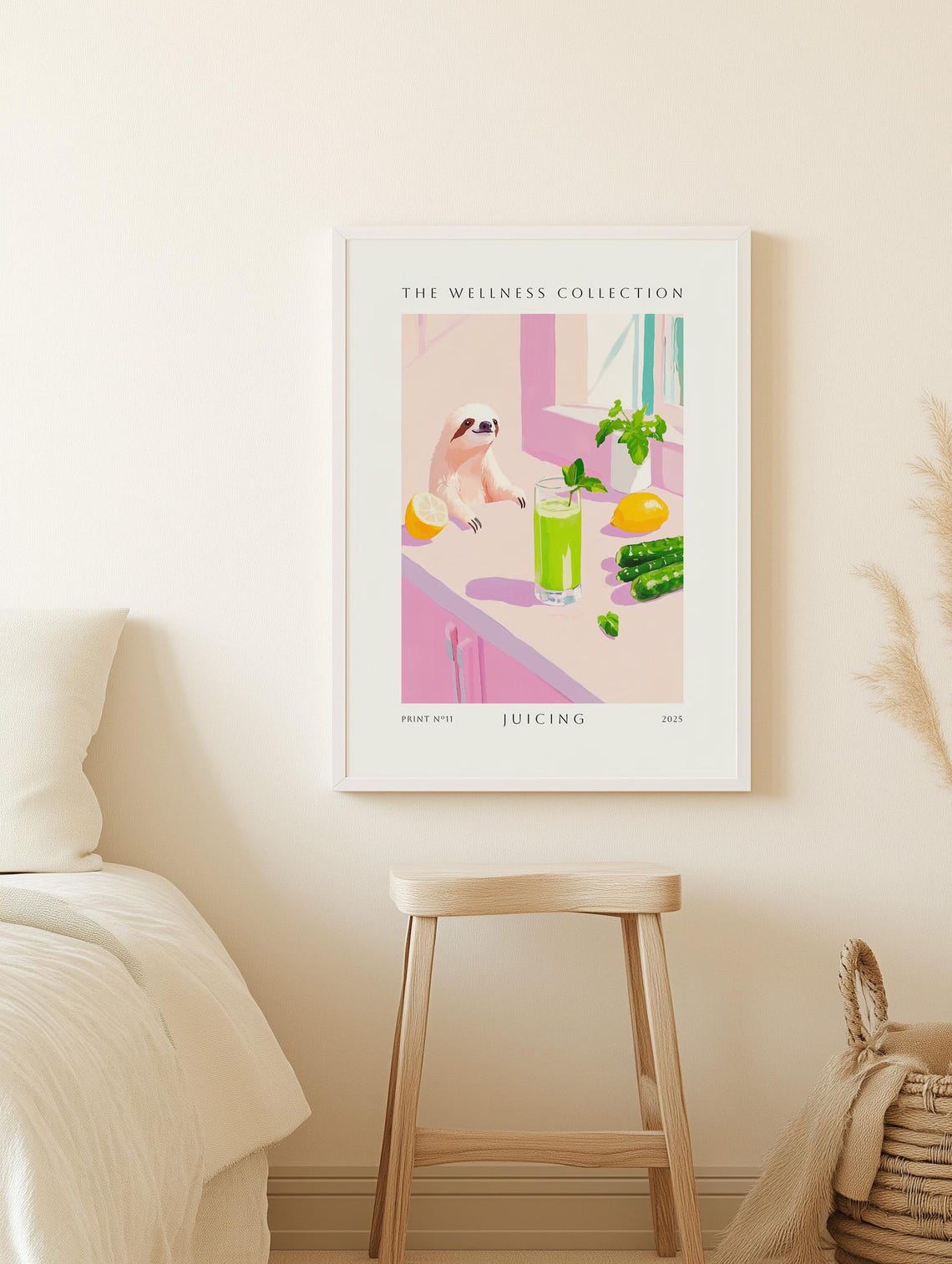 The Wellness Collection No11 Juicing Sloth Kitchen Art Poster - Image 4